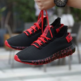 New Women Fashion Running Sneakers Platform Solid Color Flats Ladies Shoes Casual Breathable Wedge Heel Women Walking Sneaker (Shoe Size: 37, Color: G183-Black red)
