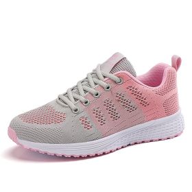 New Women Fashion Running Sneakers Platform Solid Color Flats Ladies Shoes Casual Breathable Wedge Heel Women Walking Sneaker (Shoe Size: 42, Color: 1721-grey pink)