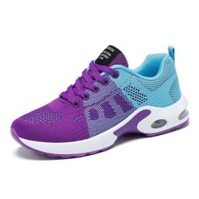 Women Mesh Casual Sport Shoes 36-42 Breathable Lightweight Running Air Cushion Outdoor Soft Sneaker Spring Summer Autumn New (Color: Purple blue, size: 39)
