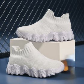 Kids Mesh Casual Slip-on Shoes 26-40 Breathable Boys Girls Middle Big Children Sneakers Outdoor Comfortable Spring Summer Autumn (Color: White, size: 26)