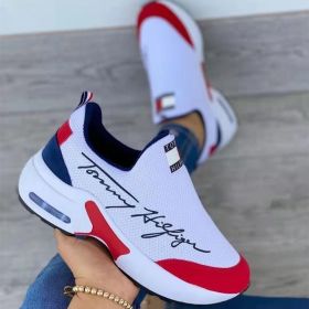 New Women Fashion Running Sneakers Platform Solid Color Flats Ladies Shoes Casual Breathable Wedge Heel Women Walking Sneaker (Shoe Size: 35, Color: White)