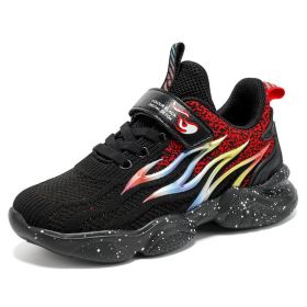 Boys Girls Mesh Sneakers Middle Big Children Casual Shoes Students Kids Running Light Breathable Outdoor Non-slip Wear-resistant (Color: Red (Double mesh), size: 38)