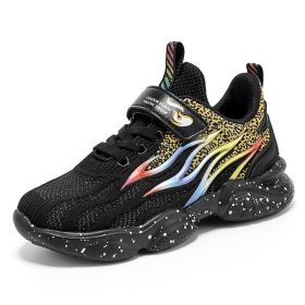Boys Girls Mesh Sneakers Middle Big Children Casual Shoes Students Kids Running Light Breathable Outdoor Non-slip Wear-resistant (Color: Gold (Double mesh), size: 28)