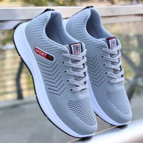 Men Casual Shoes Outdoor Boys Portable Breathable Sneakers Flying Woven Running Travel Wearable Comfortable Spring Summer Autumn (Color: Grey, size: 42)