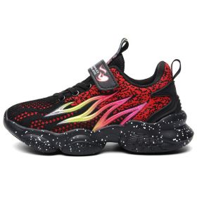 Boys Girls Mesh Sneakers Middle Big Children Casual Shoes Students Kids Running Light Breathable Outdoor Non-slip Wear-resistant (Color: Red (Single mesh), size: 38)
