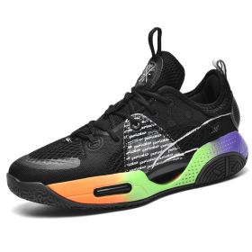 New high quality men's basketball shoes breathable sports running shoes designer soft non-slip men's basketball shoes (Color: Black, size: 46)