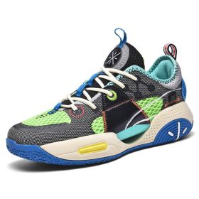 New high quality men's basketball shoes breathable sports running shoes designer soft non-slip men's basketball shoes (Color: Black Grey, size: 46)