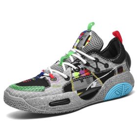 New high quality men's basketball shoes breathable sports running shoes designer soft non-slip men's basketball shoes (Color: Grey, size: 40)