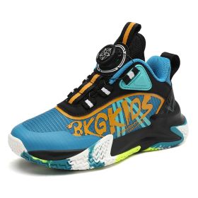 Basketball Shoes Boys Shoes Casual Kids Sneakers Breathable Fashion High Quality Boys Running Shoes Size 31-40 (Color: Black blue, size: 35)