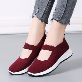 Women Mesh Breathable Cloth Shoes Casual Lightweight Mom Middle Aged Elderly Slip on Soft Cozy Breathable Spring Summer Autumn (Color: Red, size: 41)