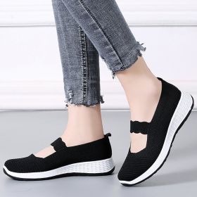Women Mesh Breathable Cloth Shoes Casual Lightweight Mom Middle Aged Elderly Slip on Soft Cozy Breathable Spring Summer Autumn (Color: Black, size: 41)