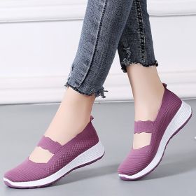 Women Mesh Breathable Cloth Shoes Casual Lightweight Mom Middle Aged Elderly Slip on Soft Cozy Breathable Spring Summer Autumn (Color: Purple, size: 39)