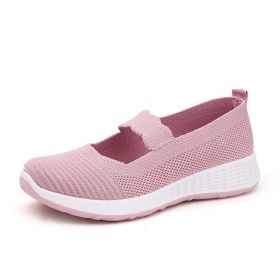 Women Mesh Breathable Cloth Shoes Casual Lightweight Mom Middle Aged Elderly Slip on Soft Cozy Breathable Spring Summer Autumn (Color: Pink, size: 38)