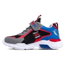 Kids Casual Shoes Boy Sneaker Waterproof Leather Breathable Mesh Sport Middle Big Children Campus Street Outdoor Light Soft Cozy (Color: Red (leather no fleece), size: 32)