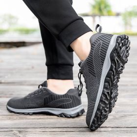 High Quality Men Women Casual Shoes Mesh Fly Weaving Breathable Middle-aged Elderly Light Sport Walking Spring Summer Autumn New (Color: Dark grey, size: 37)