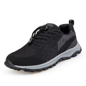 High Quality Men Women Casual Shoes Mesh Fly Weaving Breathable Middle-aged Elderly Light Sport Walking Spring Summer Autumn New (Color: Black, size: 37)