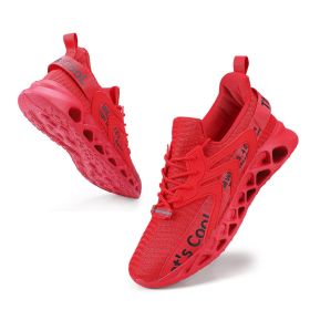 Fashion Men Women Non-slip Lightweight Air Mesh Breathable Casual Sneakers Shock-absorbing Running Jogging Walking Sports Shoes (Color: Red, size: 47)