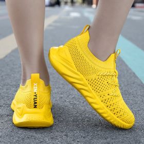 Children Mesh Casual SportShoes Girls Lace-up Flat Sneakers Banner Footwear Boys Summer Lightweight Breathable Non-slip Trainers (Color: YELLOW, size: 28)