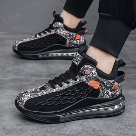 Running Shoes for Men Cushion Athletic Men's Sneaker Breathable Mesh Outdoor Walking Sport Shoes Plus Size Chaussure Homme Male (Color: Black, size: 44)