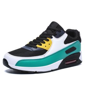 Mens Sneakers Arrival Running Shoes Lover Gym Shoes Light Breathe Comfort Outdoor Air Cushion Couple Jogging Hombre Shoes 36-47 (Color: black green yellow, size: 40)