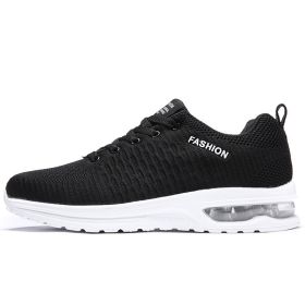 Running Shoes New Cheap Mesh Breathable Unisex Air Sole Women Sports Shoes Lace-up Men Outdoor Sneakers Walki (Color: BLACK WHITE, size: 39)