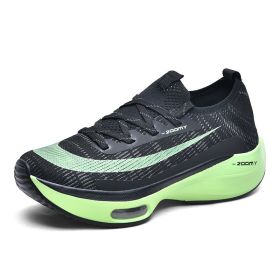 Couples Running Sport Shoes Men Women Jogging Shoes Women's Platforms Walking Sneaker Light Men Air Cushion Marathon Race Shoes (Color: black green 2032, size: 39)