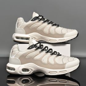 Cushioning Jogging Shoes Men's Running Marathon Shoes Athletics Training Sneakers Breathable Spring Sport Walking Shoes for Men (Color: beige 1680, size: 46)