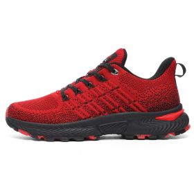 Men Sports Sneakers Trainers Running Shoes Man Walking Outdoor Racing Shoes Breathable Mesh Shoes Light Jogging Couple Sneakers (Color: Red, size: 46)
