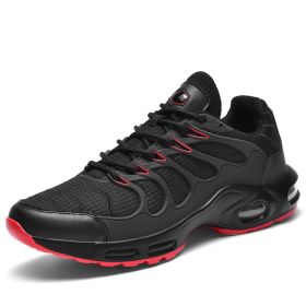 New Shoes Men Sneakers Male Mens Shoes Tennis Luxury Shoes Trainer Race Breathable Shoes Fashion Running Shoes Air Mesh Hombre (Color: Black red, size: 45)