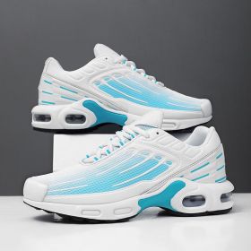Mens Sport Running Shoes Summer Breathable Mesh Walking Jogging Athletic Sneakers Lightweight Outdoor Male Trainer Hombre Shoes (Color: white blue H218, size: 46)