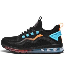 Big Size Men Athletic Running Sport Shoes Breathable Outdoor Walking Jogging Sneakers Air Mesh Summer Male Sport Trainers Hombre (Color: Black blue, size: 45)