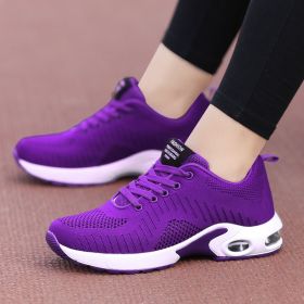 Summer new ghost step dance shoes square dance shoes mesh surface Korean version of sports women's shoes running trawl shoes students shoes (Color: Purple, size: 40)