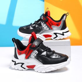 New Fashion Kids Running Sneakers Brand Breathable Tennis Sports Shoes for Boys Lightweight Children Casual Walking Shoes New (Color: Black red, size: 39)