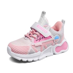 Autumn Kids Sneakers Children Sport Shoes Fashion Boys Casual Shoes Breathable Mesh Tenis boys Running shoes for boy (Color: Pink, size: 33)