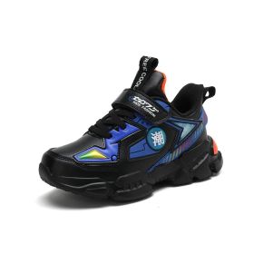 Newest Sport Shoes Kids Running Shoes Mecha Fashion Sneakers Boys Running Shoes Soft Sole Children Sport Shoes Chaussure Enfant (Color: Black and blue, size: 33)