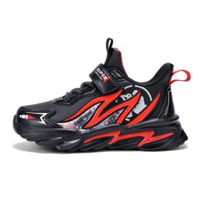 Lightweight Children Shoes Kids Running Sneakers Non-slip Boys Shoes Walking Sport Girls Sneakers Kids Platform Shoes Zapatillas (Color: Black red, size: 36)