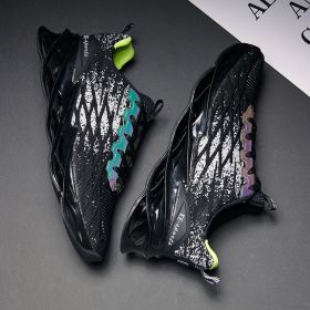 2022 New Designer Men Shoes Male Tenis Luxury Shoe Hombre Mesh Platform Footwear Fashion Breathable Blade Sport Running Sneakers (Color: Black gray, size: 45)