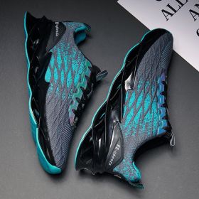 2022 New Designer Men Shoes Male Tenis Luxury Shoe Hombre Mesh Platform Footwear Fashion Breathable Blade Sport Running Sneakers (Color: Black blue, size: 44)