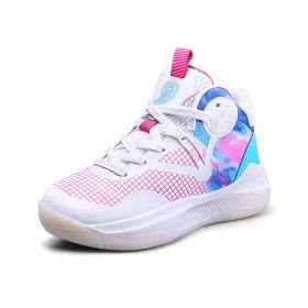 Autumn Winter 2022 Sneakers For Boy Fashion Tennis Shoes Leather Casual Sports Shoes Boy Running Shoes Older Kids Zapatillas (Color: White pink, size: 36)