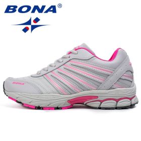 BONA New Basic Style Women Running Shoes Lace Up Sport Shoes Outdoor Jogging Walking Shoes Comfortable Sneakers Free Shipping (Color: Gray Dark Gray, size: 7)
