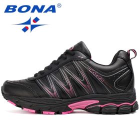 BONA New Hot Style Women Running Shoes Lace Up Sport Shoes Outdoor Jogging Walking Athletic Shoes Comfortable Sneakers For Women (Color: Violet Dark Grey, size: 7)