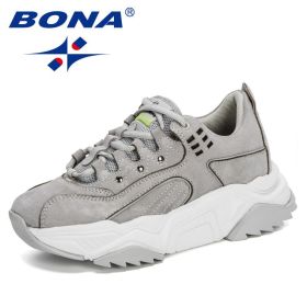BONA 2022 New Designers Running Shoes Sport Shoes Ladies Athletic Shoes Sneakers Women Walking Jogging Footwear Zapatos De Mujer (Color: Deep blue S gray, size: 7)