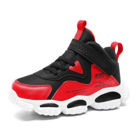 Winter Kids Shoes For Boys Sneakers Girls Sport Shoes Child Tenis Infantil Casual Warm Running Kids Shoes Boy kids fashion 28-39 (Color: Black red, size: 29)