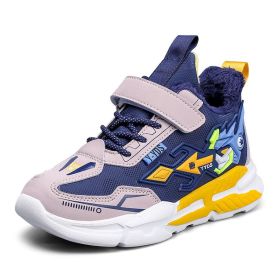 Children Shoes For Girls Sneakers Kids Casual Shoes Leather Running Footwear Trainers Anti-slippery Fashion School Student 2022 (Color: Navy Blue, size: 30)