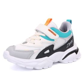 New Kids Sport Shoes for Boys Sneakers Girls Fashion Casual Children Shoes Running Child Shoes Breathable Outdoor Kids Sneakers (Color: beige blue, size: 28)