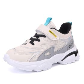 New Kids Sport Shoes for Boys Sneakers Girls Fashion Casual Children Shoes Running Child Shoes Breathable Outdoor Kids Sneakers (Color: Off-white, size: 34)