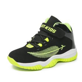 Basketball Boys Sneakers Kids Shoes for Kids Sneakers Girls Casual Shoes Running Trainers Footwear Lace-up Outdoor Fashion 2022 (Color: Black sapphire blue, size: 29)