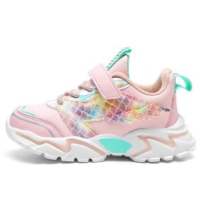Kids Sport Shoes for Boys Running Sneakers Casual Breathable Children's Fashion Shoes 2022 Autumn Platform Light Shoes (Color: Pink, size: 31)