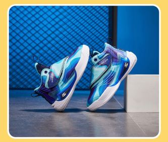 2022 New Children's Sneakers Boys Basketball Sports Shoes for Boys High Quality Running Kids Shoes Chaussure Enfant Spring (Color: Purple blue, size: 38)