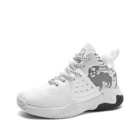 Boys Basketball Sport Shoes Children Running Sneakers Kids Non-Slip Tenis Sneakers Breathable Mesh Casual Shoes Girls Walking (Color: White, size: 36)